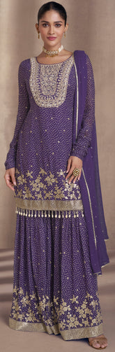Designer Dark purple exclusive dress with detailed embroidery with thread work